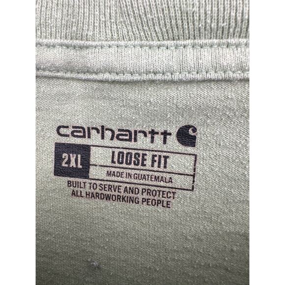 Carhartt Shirt Mens 2XL Green Pocket Tee Loose Fit Short Sleeve Logo Workwear - Picture 2 of 6